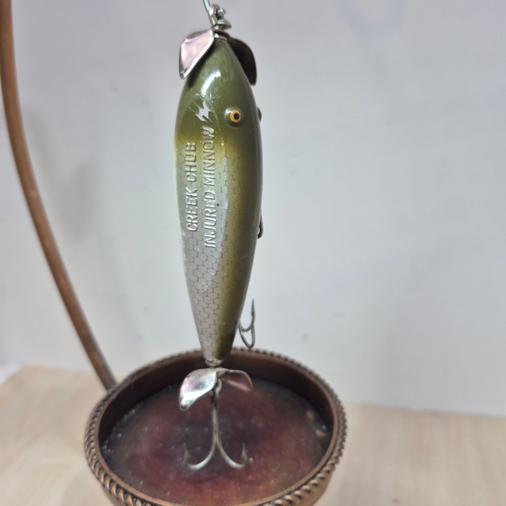 Vintage Creek Chub Injured Minnow‎ Fishing Lure plastic Green Scale w Box